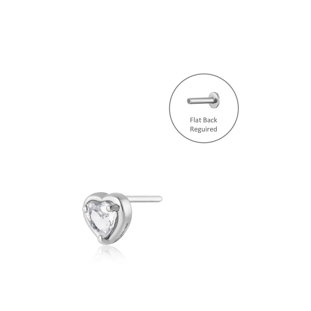 ARABELLA | White Sapphire Heart Threadless Flatback Earring