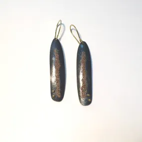 Argentium Sterling Silver Earrings Oxidized with 18k gold details and Ear Wire