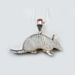 Armadillo Pendant Necklace Carved MOP