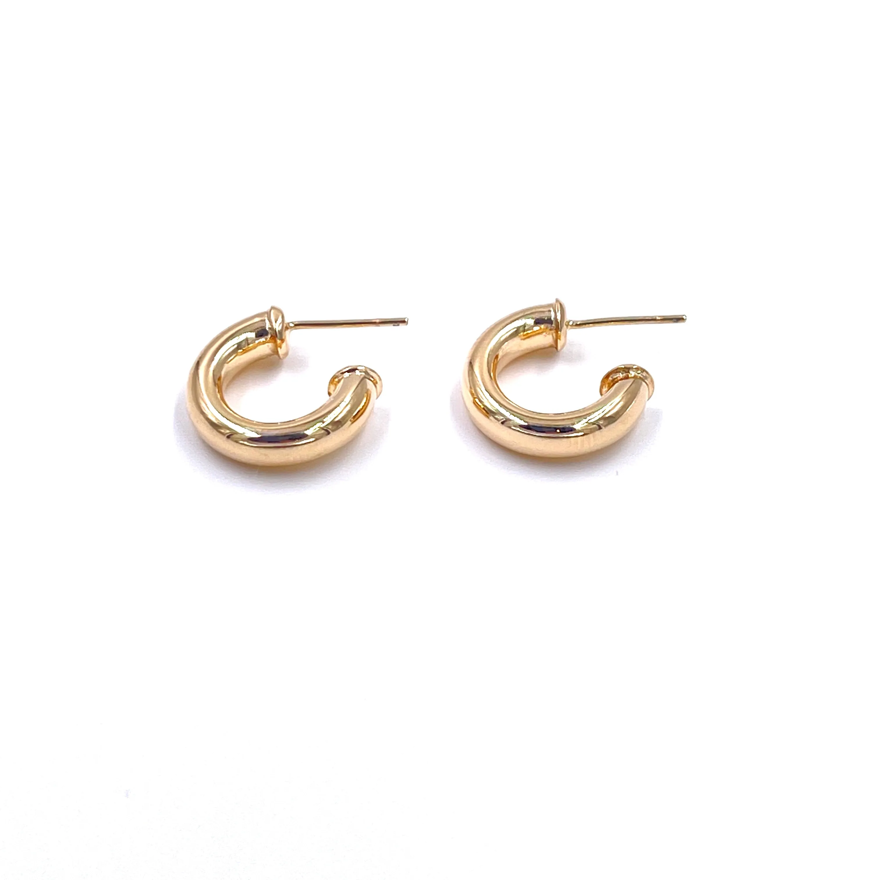 Ashley Gold Stainless Steel Gold Plated 1/2 Inch Puff Hoop Earrings