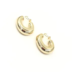 Ashley Gold Stainless Steel Gold Plated Chunky O Design Earrings