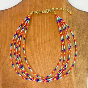 Aztec Seed Beaded Layered Choker Necklace in Multicolor