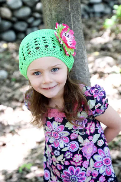 Baby Bezak - Lime Green Cap With Polkadot Flower