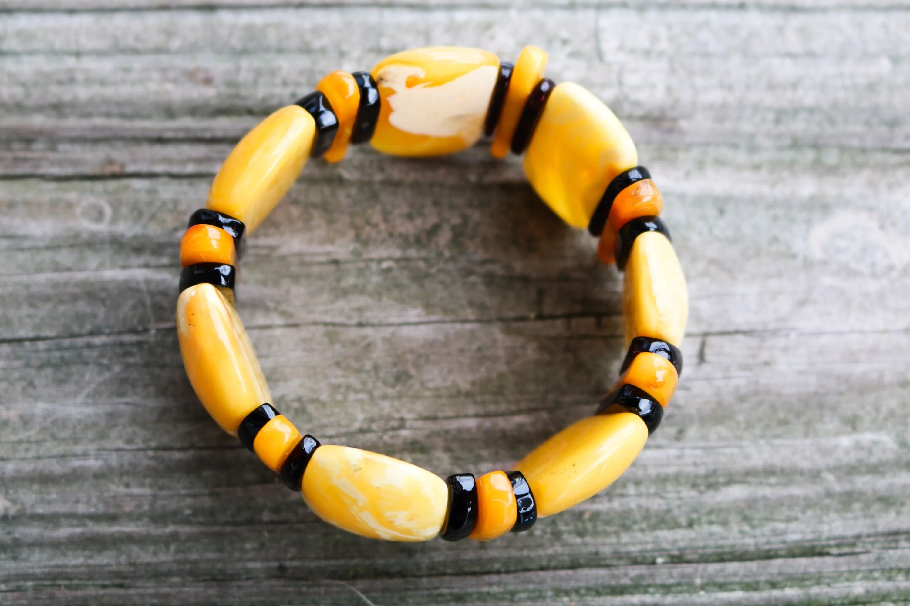 Baltic Amber Bracelet Butterscotch Stretch Multicolor Cherry Antique Untreated Natural Jewelry 39.7 gram