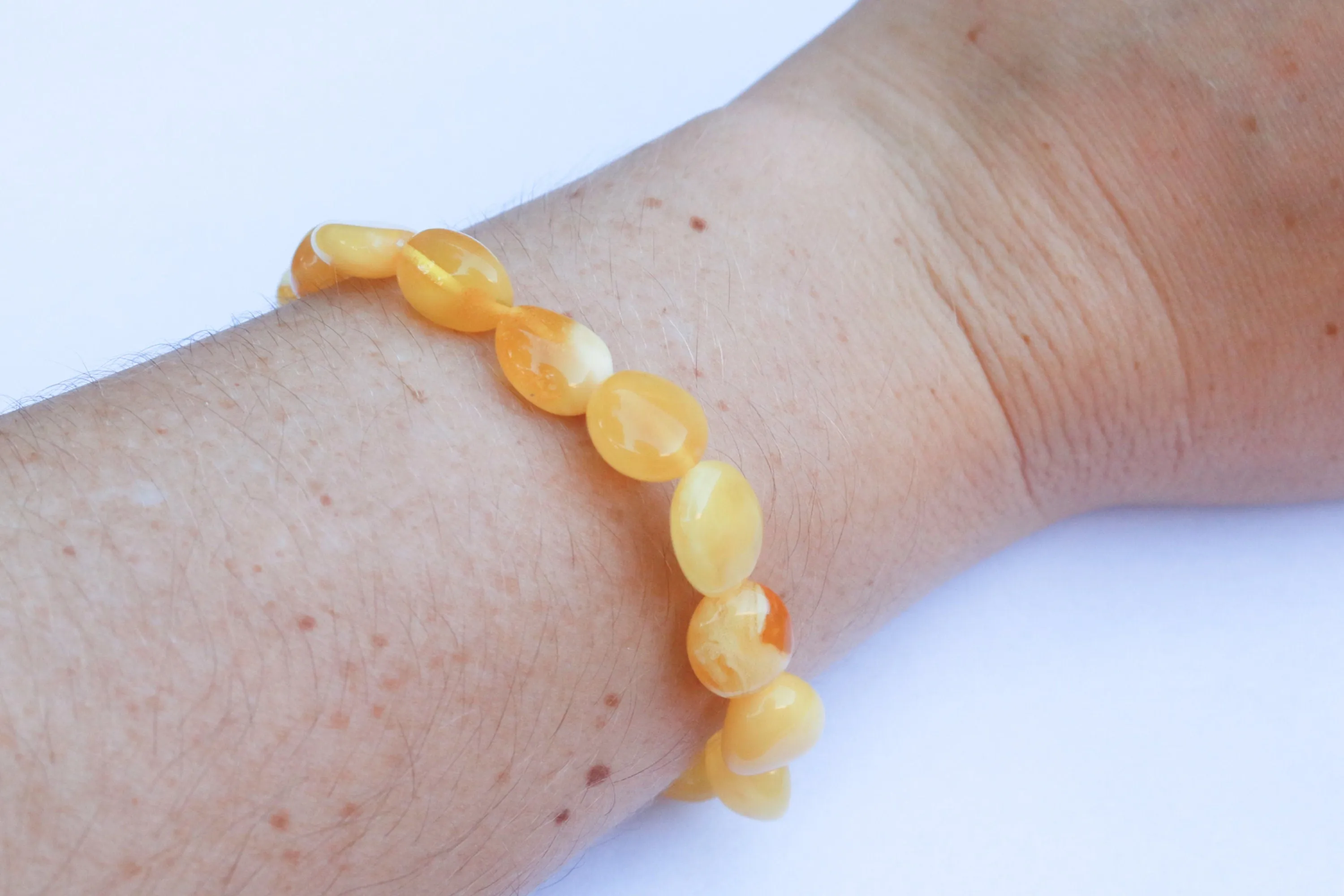 Baltic Amber Jewelry Butterscotch Bracelet Beads Natural Raw Untreated 7.5" 6.3 gram