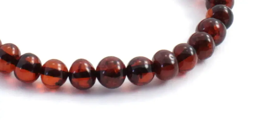 Baltic Amber Stretch Bracelet for Women Cherry Black Color