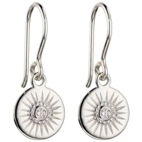 Beginnings Diamond Cut Disc Earrings - Silver