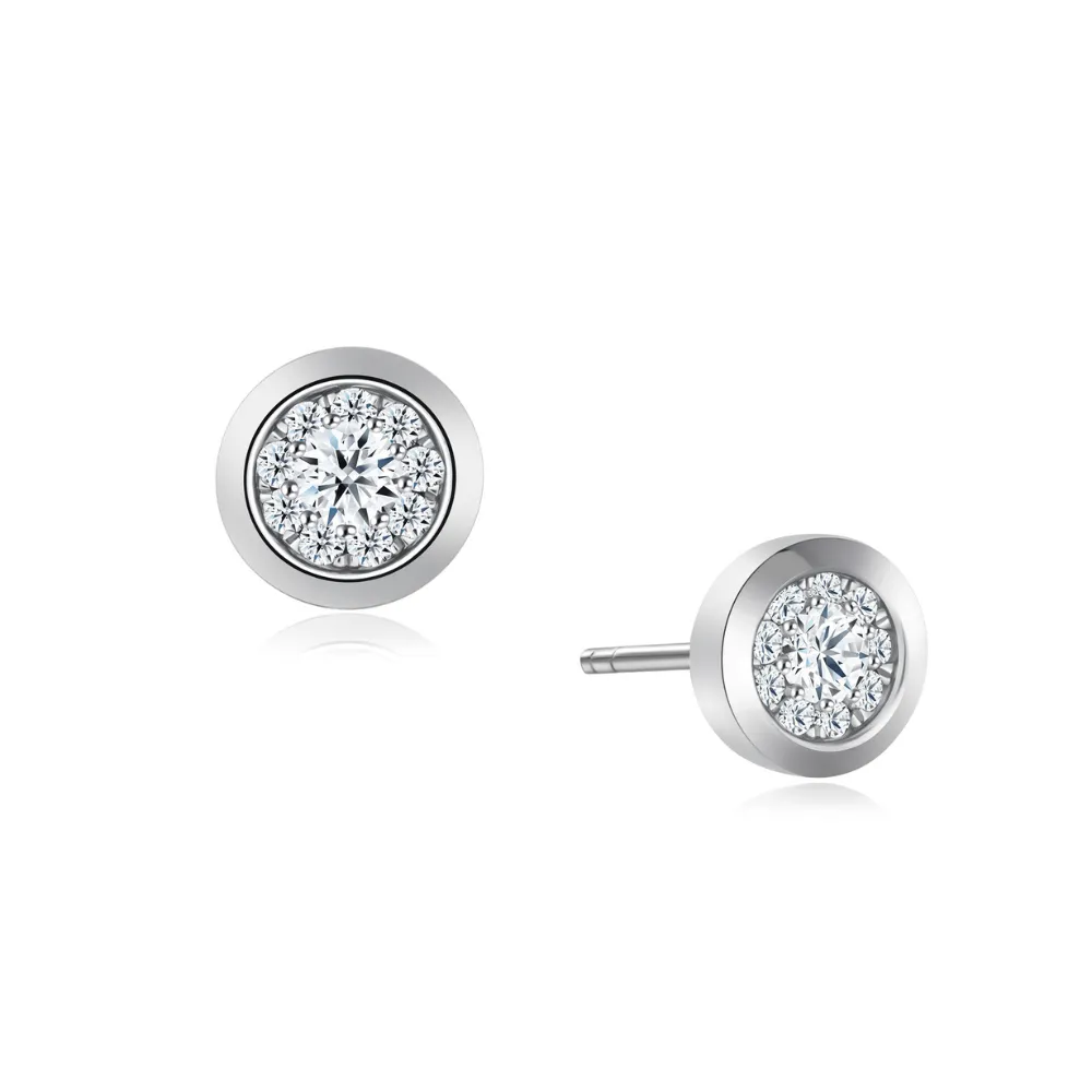 Bezel Cluster Diamond Earrings