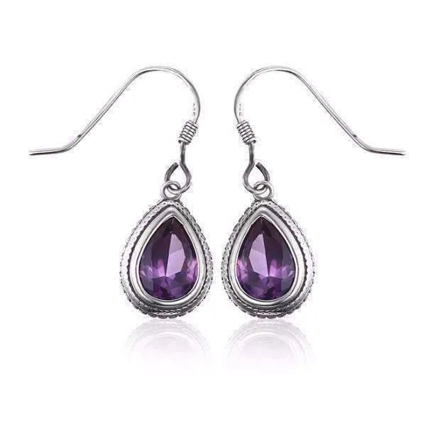 Bezel Set Alexandrite Sapphire Pear 2.1CT IOBI 925 Sterling Silver Earrings for Women