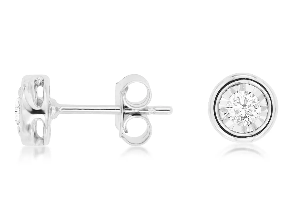 Bezel Set Diamond Stud Earrings