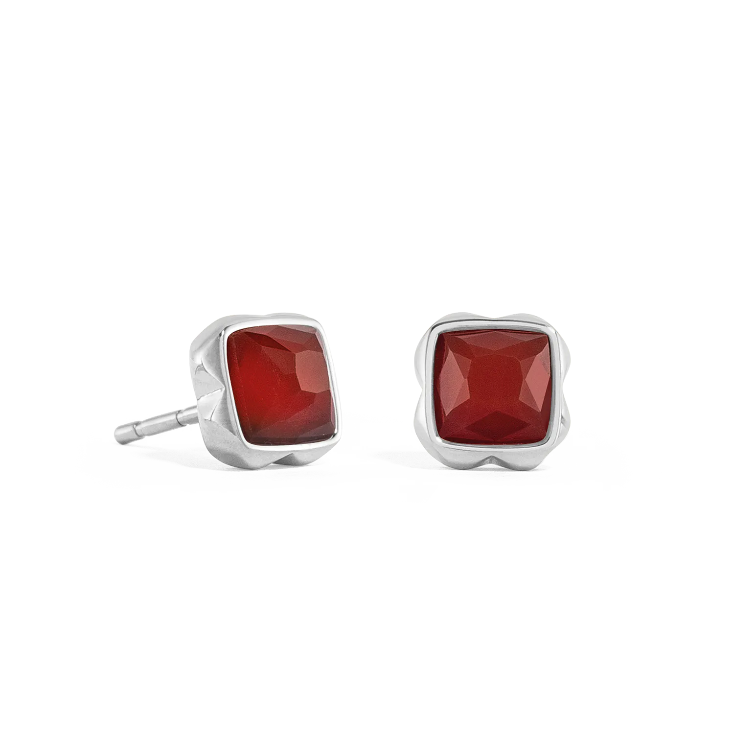 Birthstone January Earrings Red Agate Silver