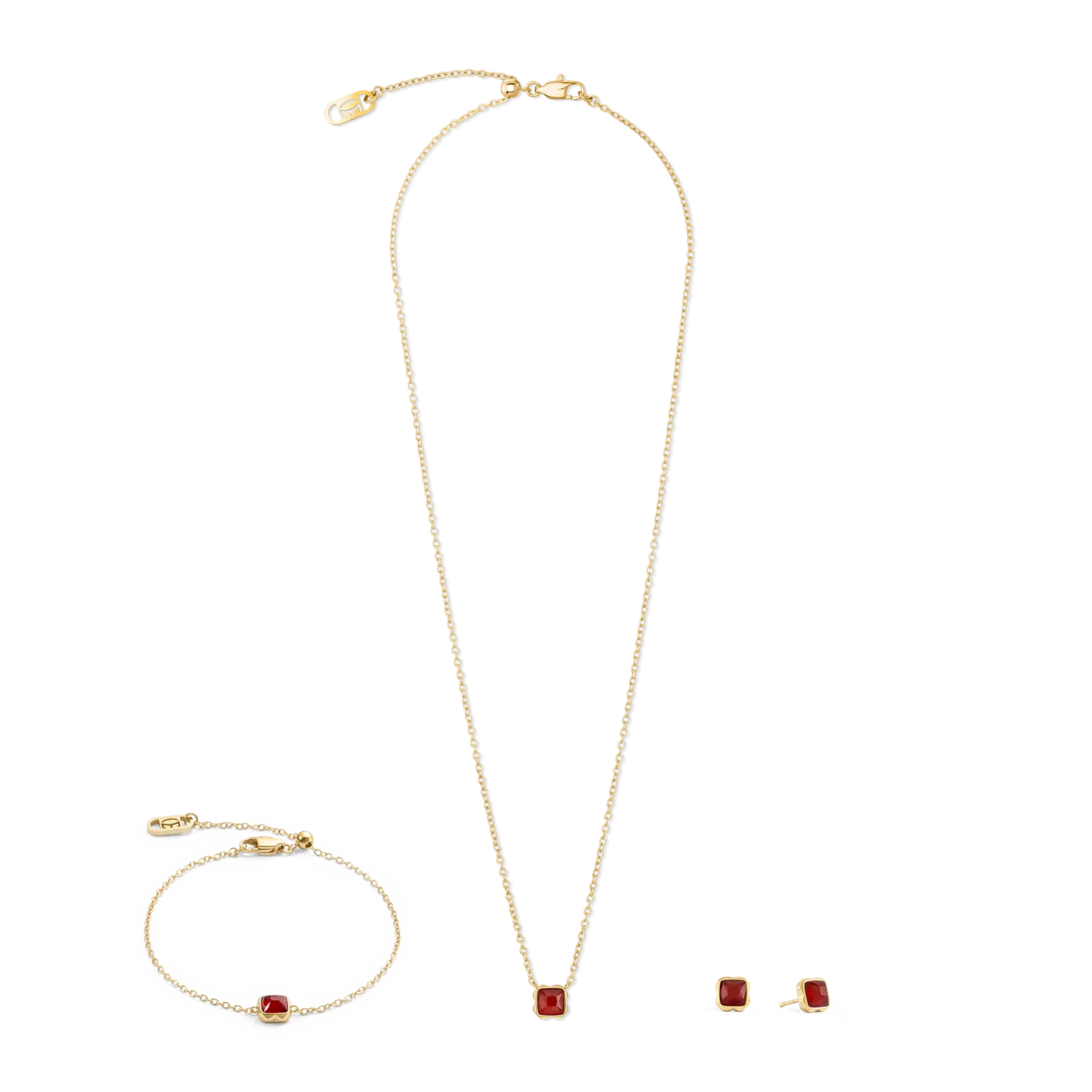 Birthstone January Necklace Red Agate Gold