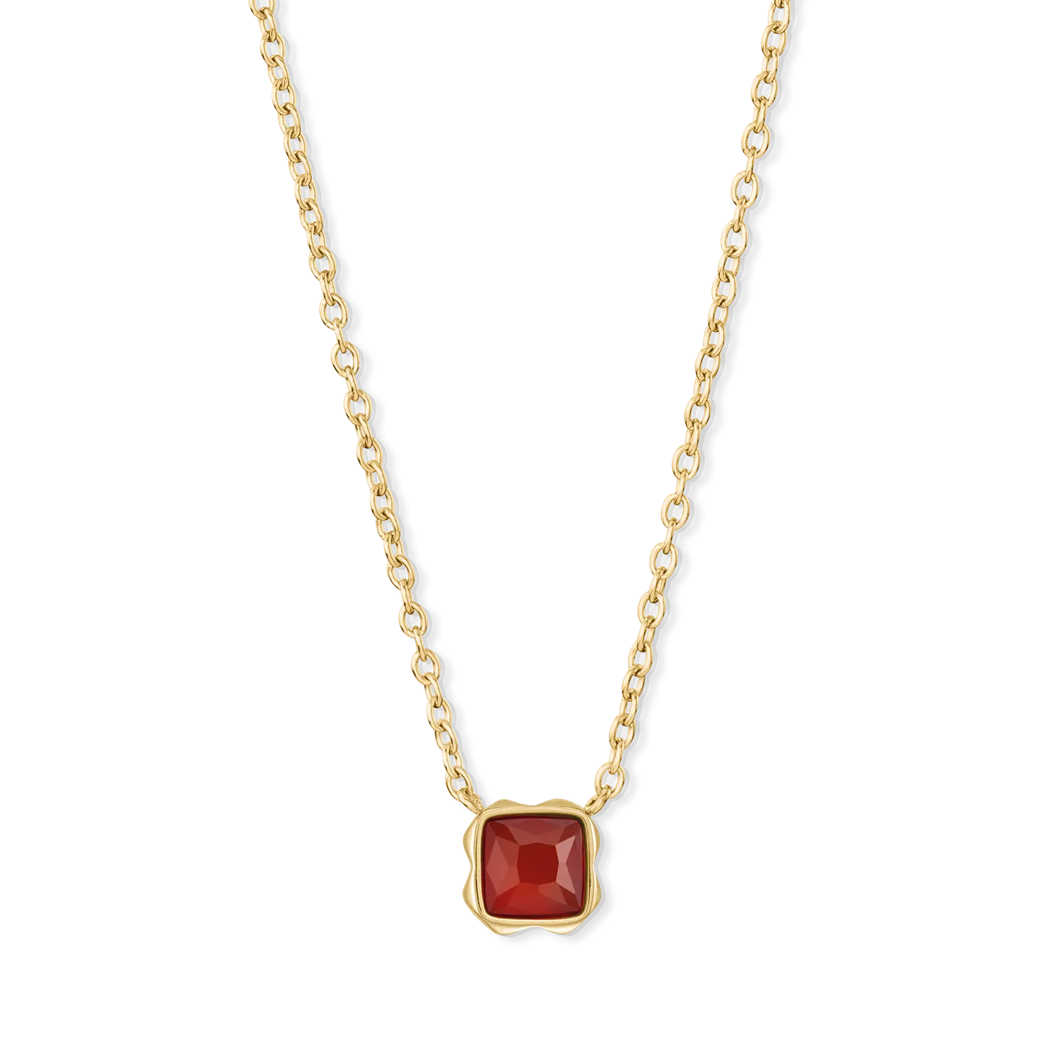 Birthstone January Necklace Red Agate Gold