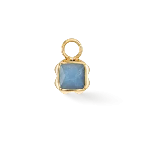 Birthstone March Charm Blue Aventurine Gold