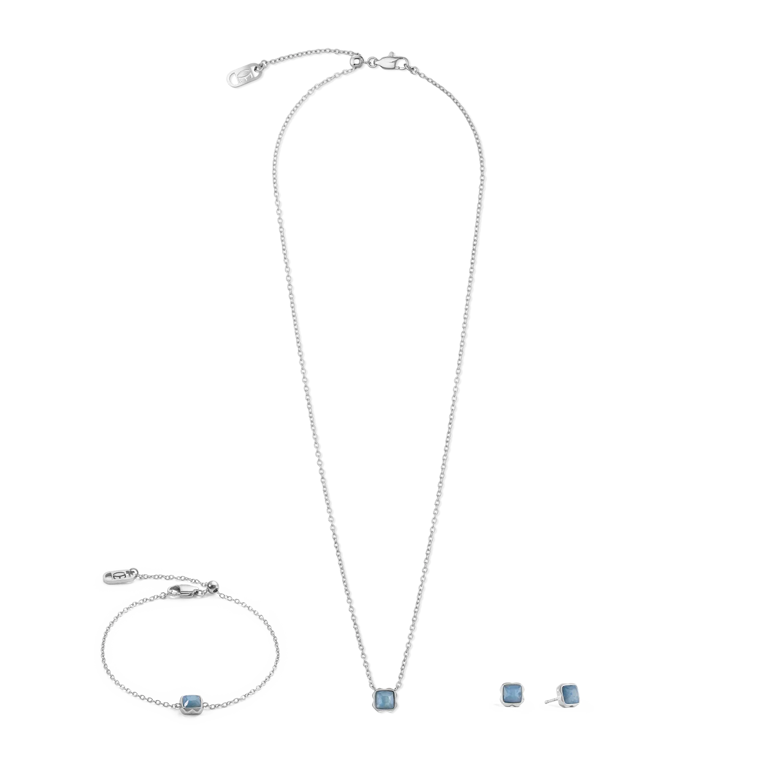 Birthstone March Necklace Blue Aventurine Silver