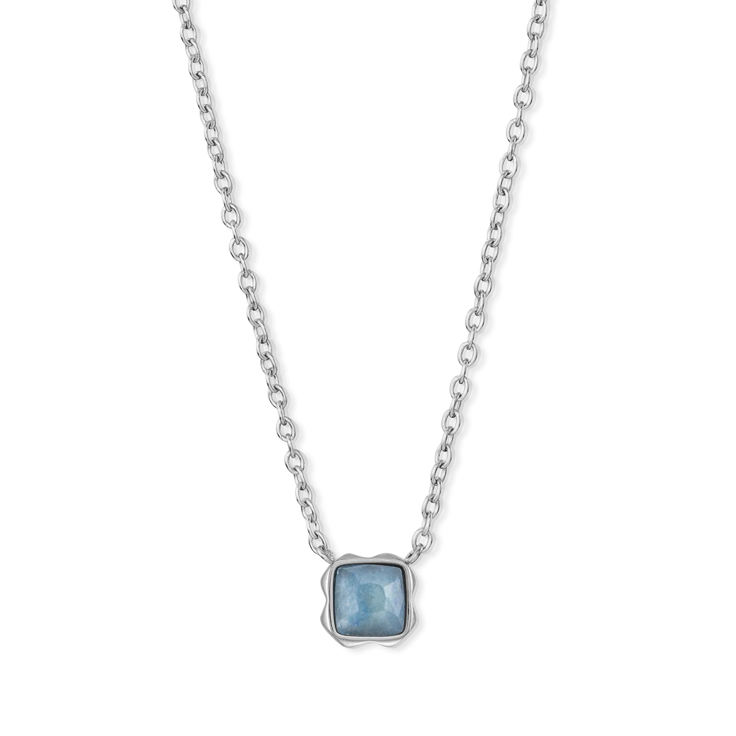 Birthstone March Necklace Blue Aventurine Silver