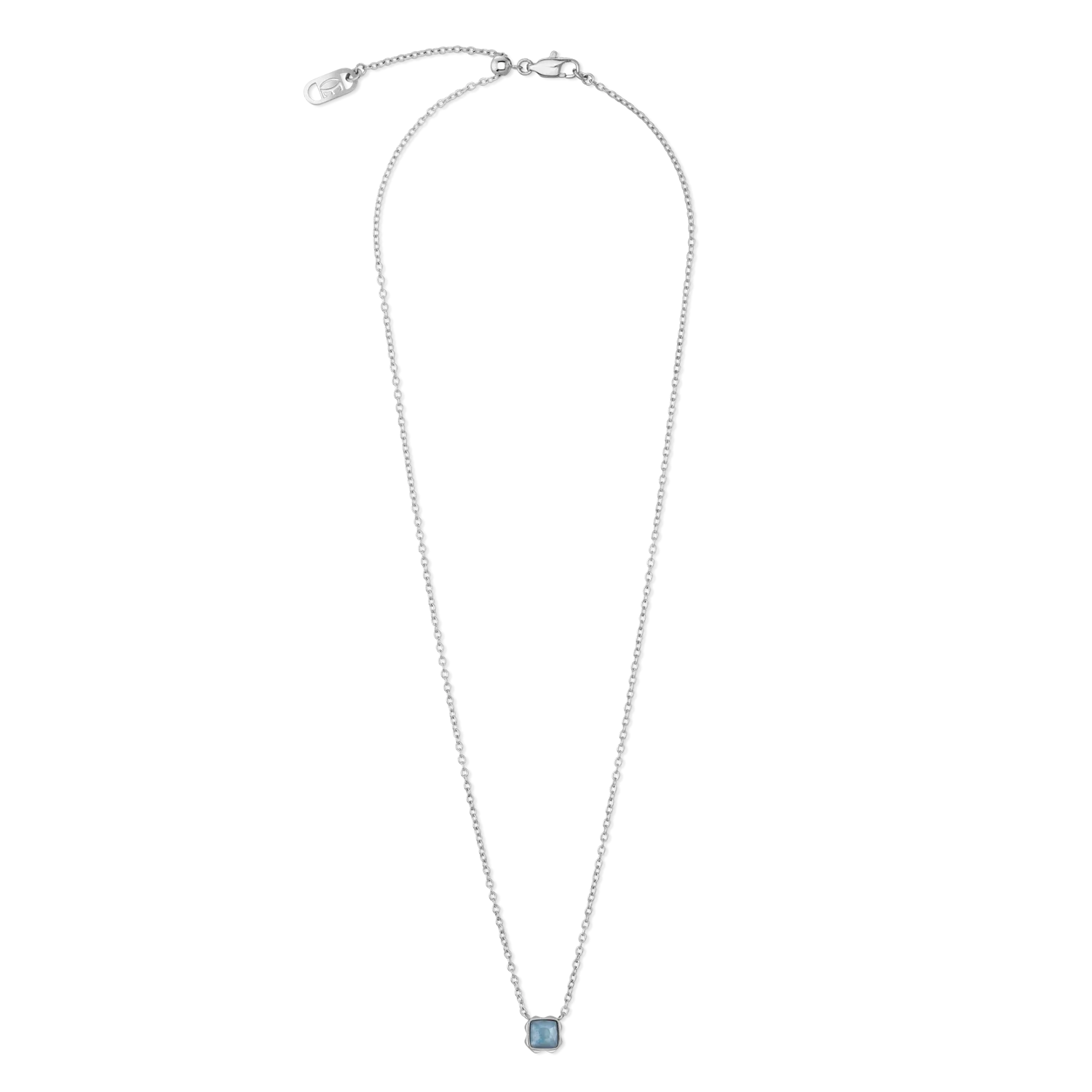 Birthstone March Necklace Blue Aventurine Silver