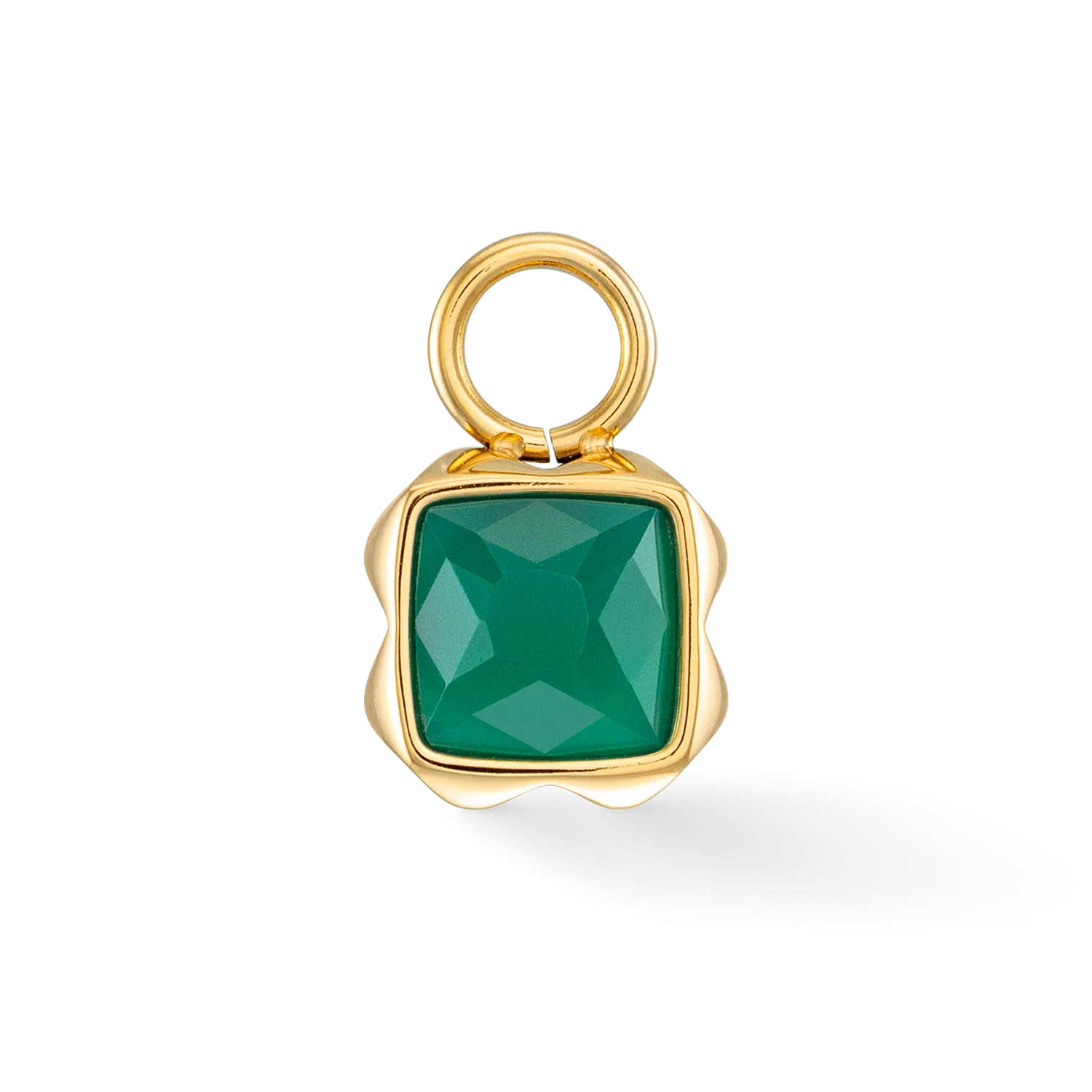 Birthstone May Charm Green Agate Gold