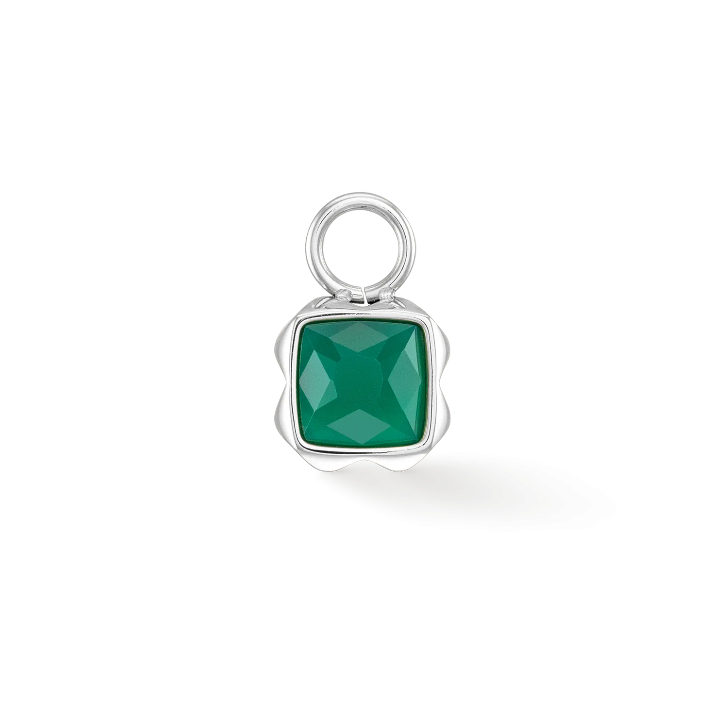 Birthstone May Charm Green Agate Silver