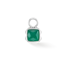 Birthstone May Charm Green Agate Silver