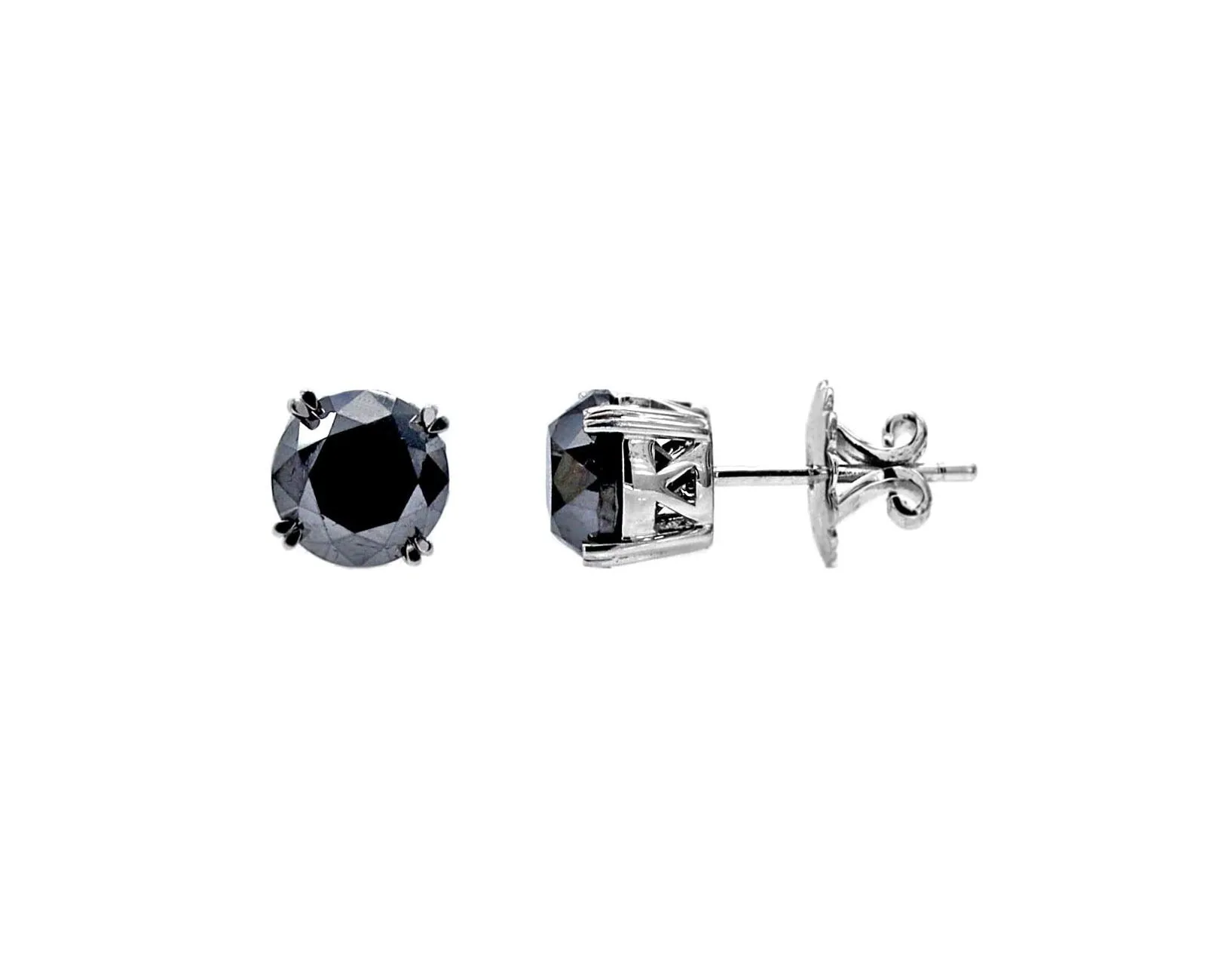 Black Diamond Round Earrings