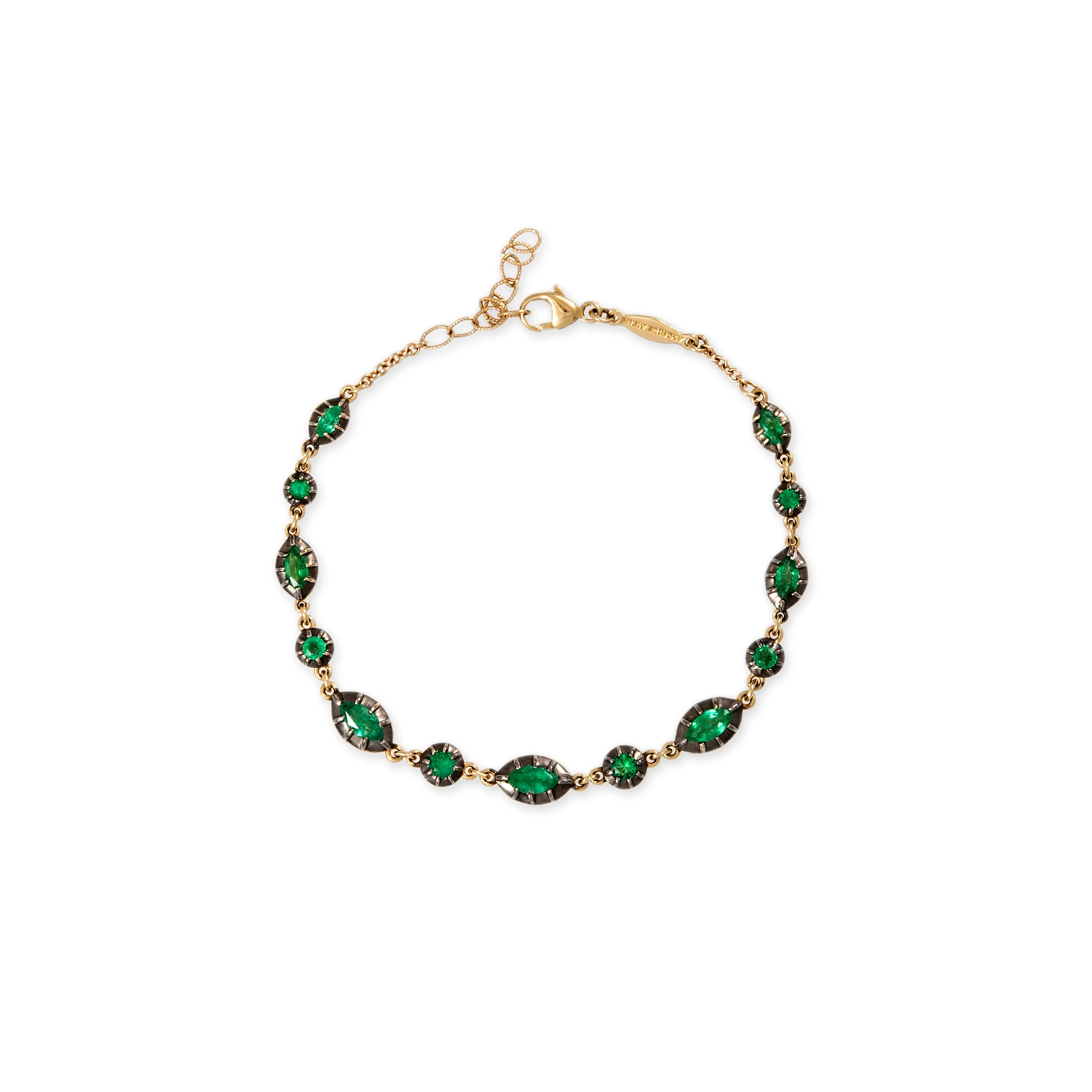 BLACK RHODIUM GRADUATED MARQUISE   ROUND SOPHIA EMERALD BRACELET