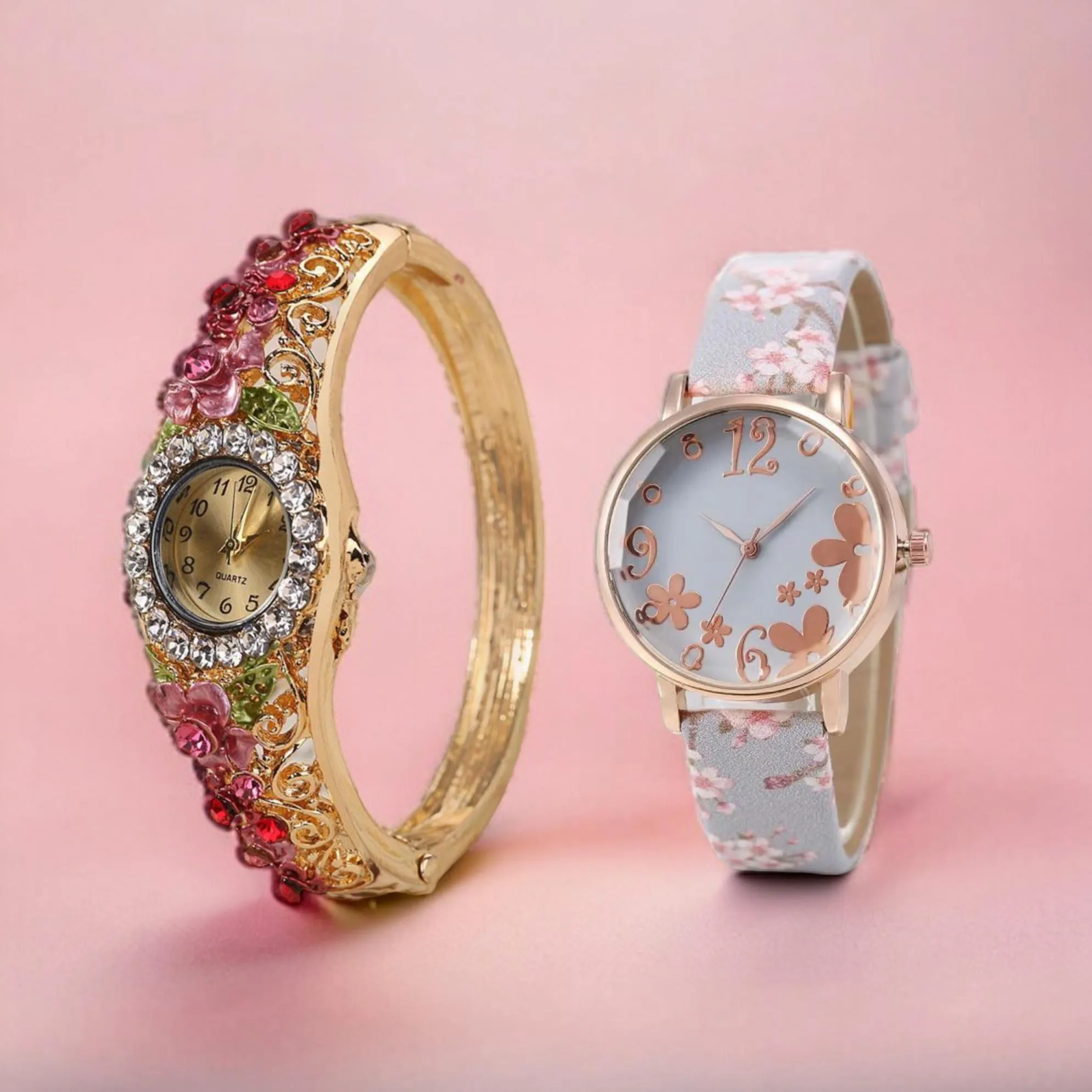 BLING Floral Design Bracelet Watch