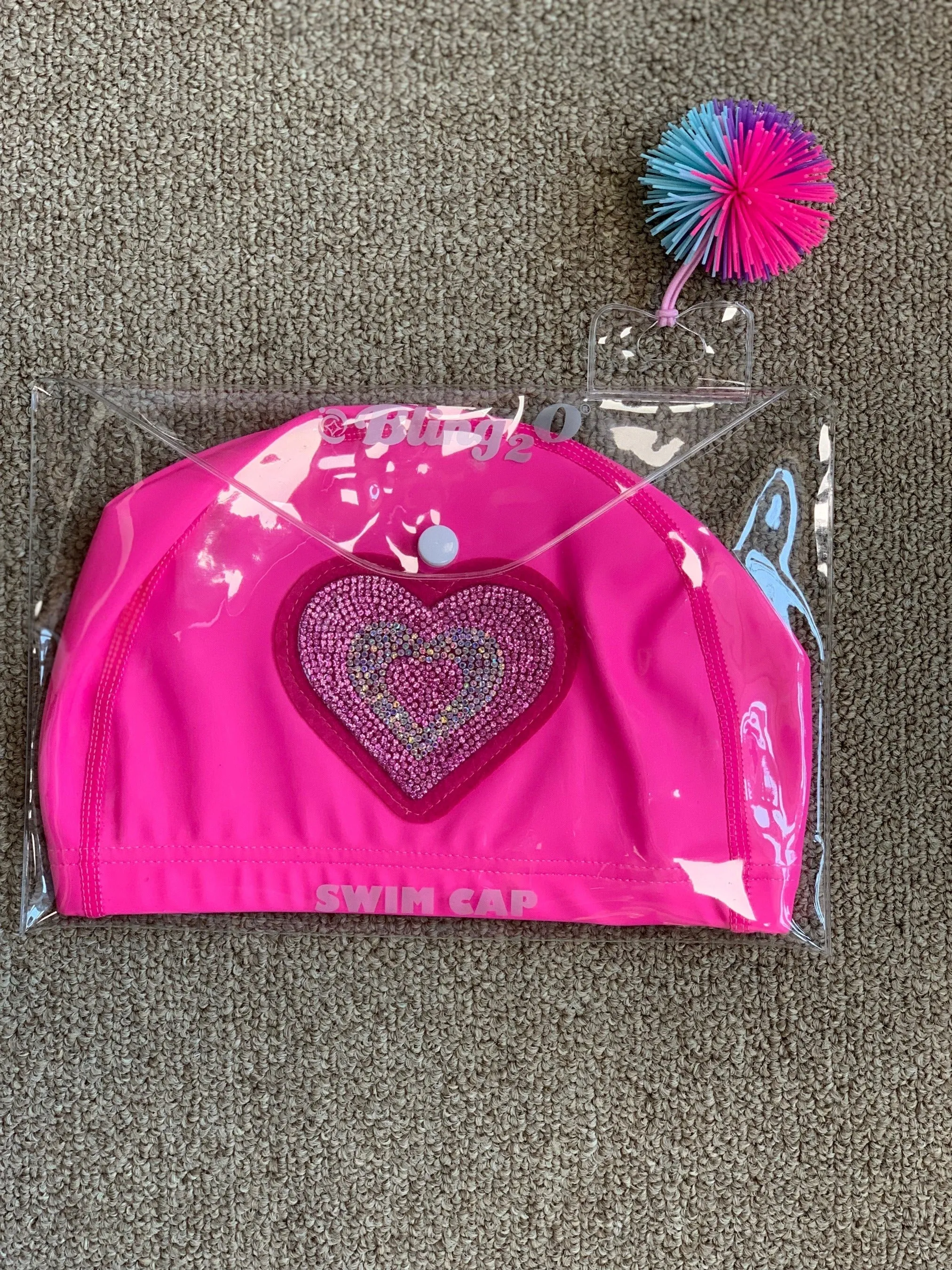 Bling2o Girls Pink Heart Swim Cap