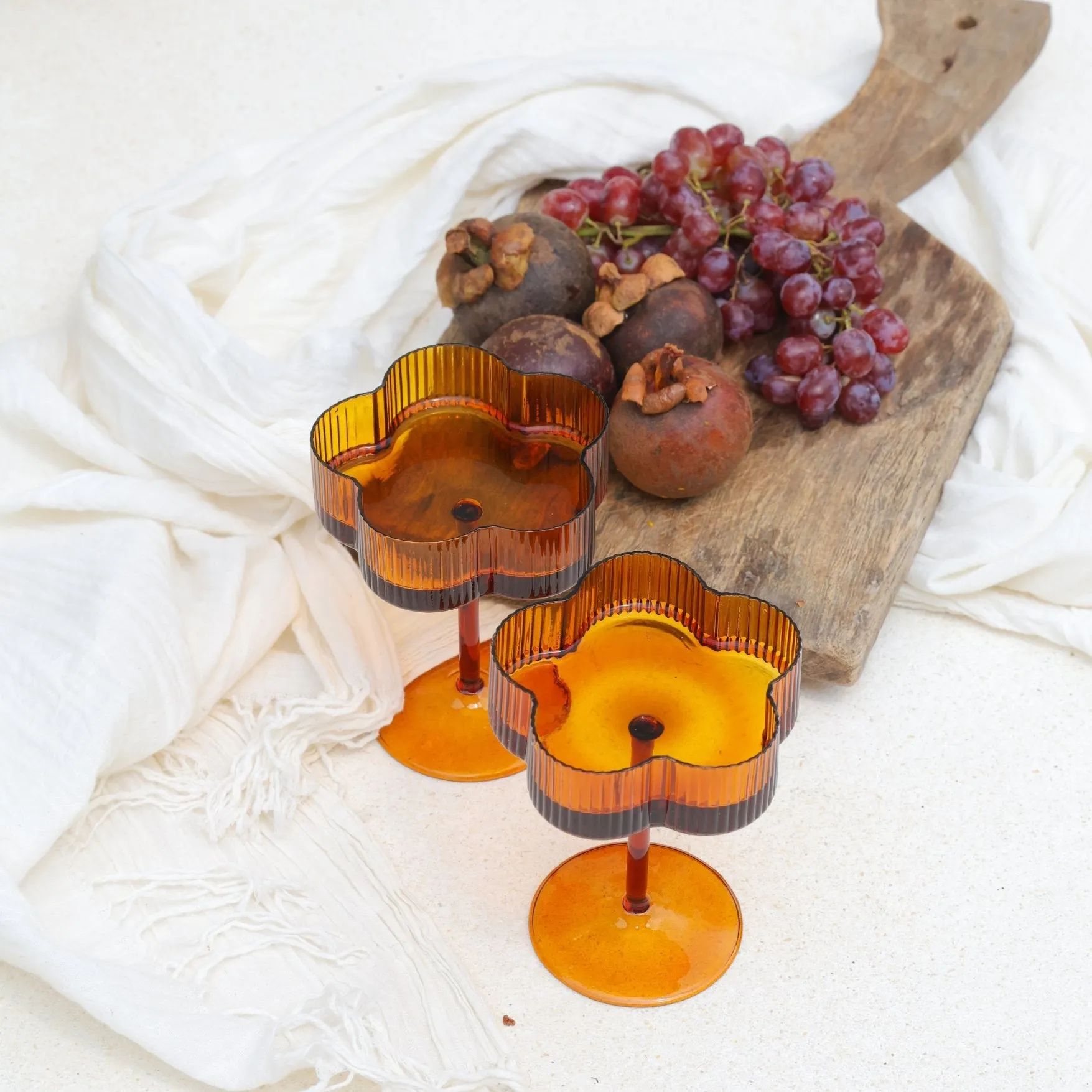 Bloom Cocktail Glass Set Of Two - Amber