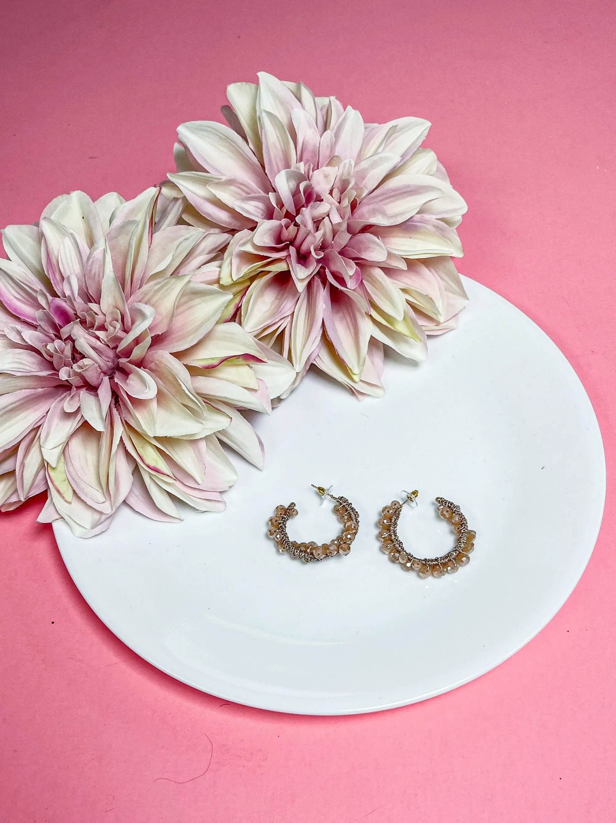 Bloom Tan Hoop Earrings