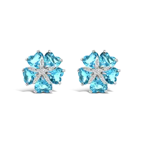 Blue Topaz & Diamond Estate Earrings