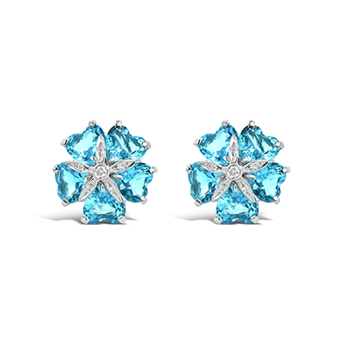 Blue Topaz & Diamond Estate Earrings