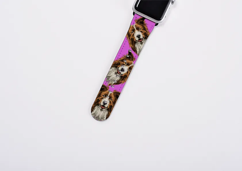 Border Collie Mell Purple Apple Watch Strap