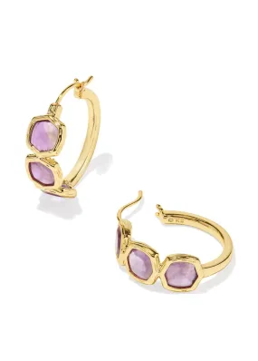 *BOUTIQUE EXCLUSIVE* Kendra Scott Maura Hoop Earrings - Gold/Dark Purple Amethyst