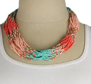 Bright Beaded Multi Line Necklace