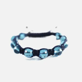 Bright Teal Crystal Beaded Friendship Macrame Bracelet