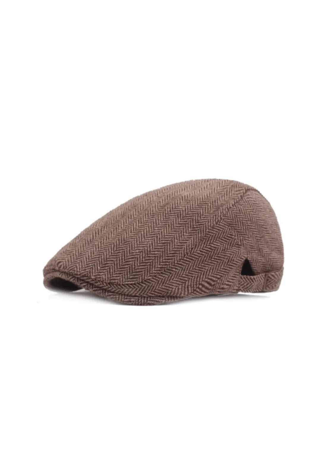 Brown Herringbone Flat Cap