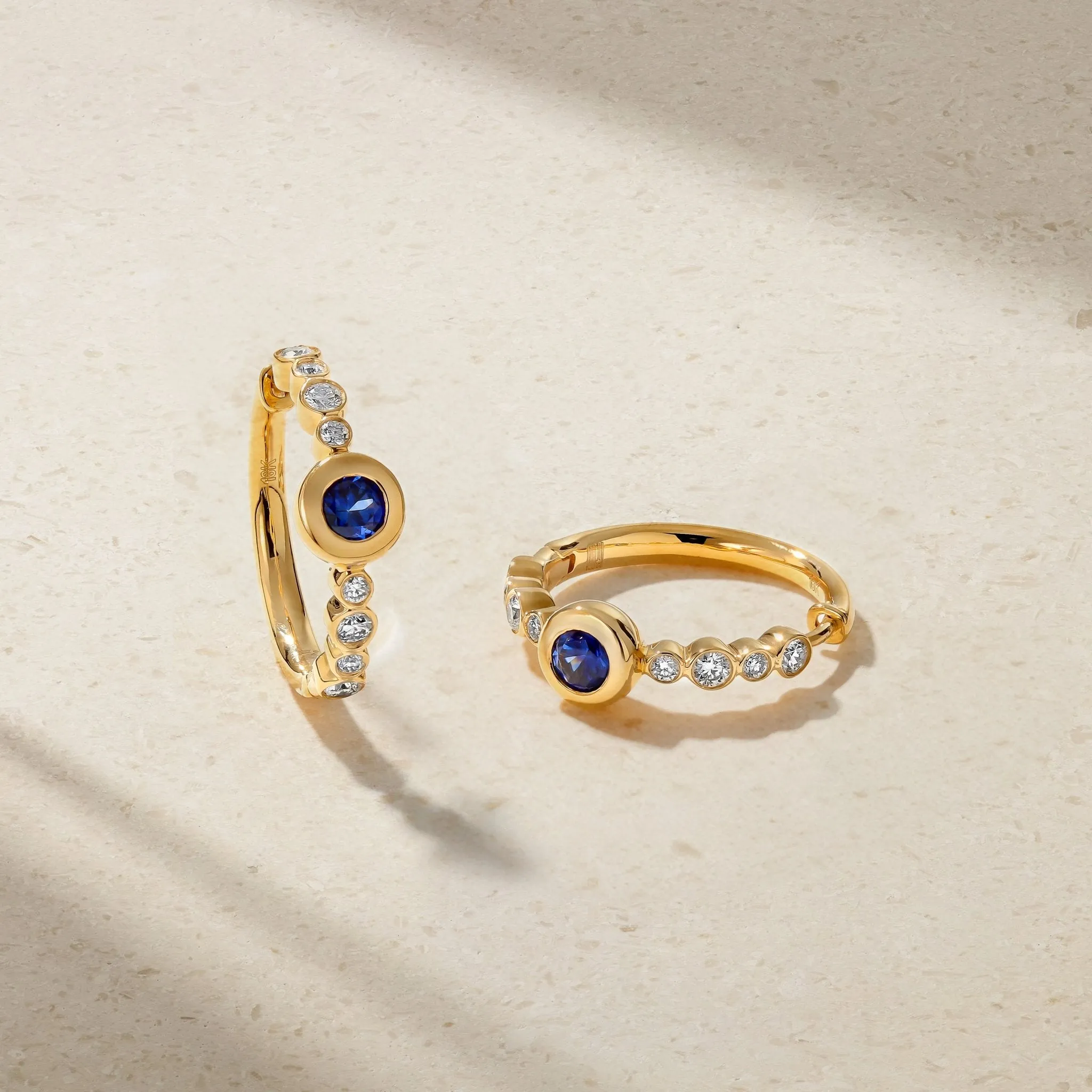 Bubbly Crescendo Sapphire and Diamond Mini Hoop Earrings