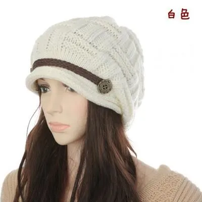 Cabled Checker Pattern Casual Warm Knitted Winter Beanie Cap