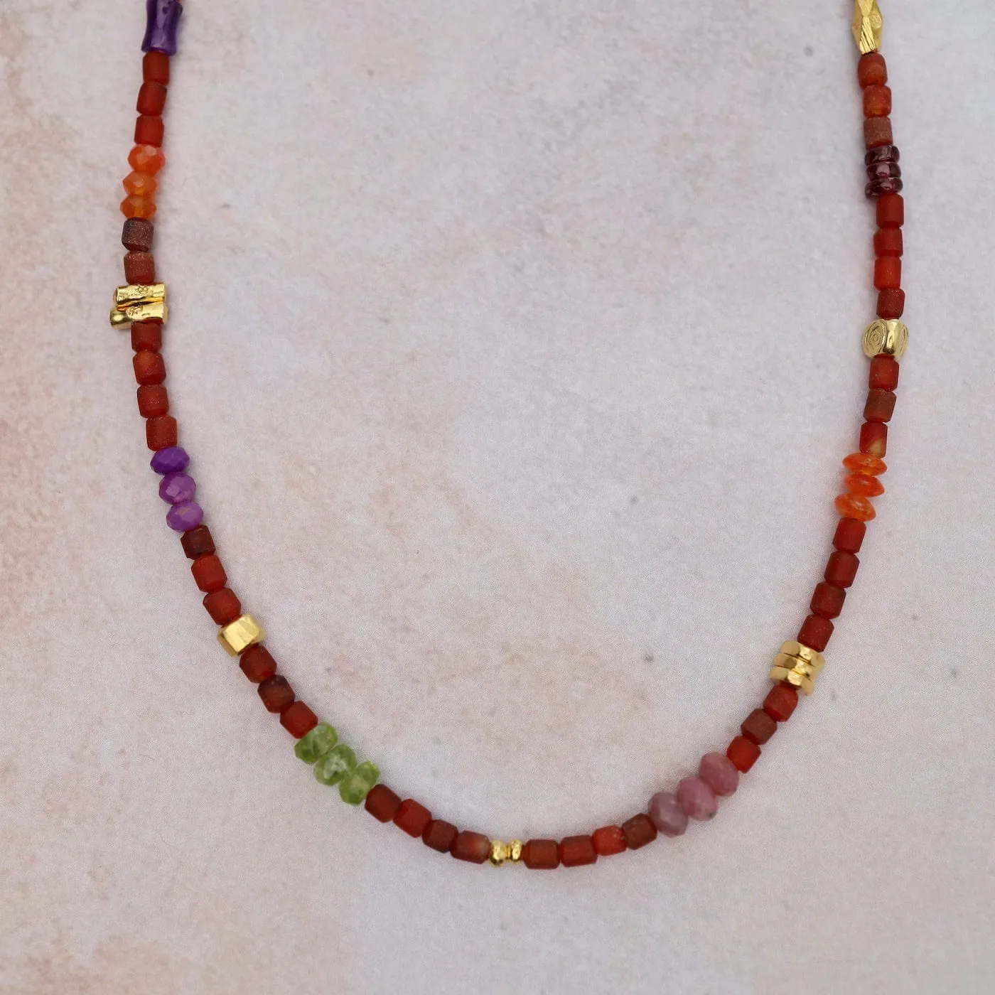 Carnelian Barrel Bead Necklace