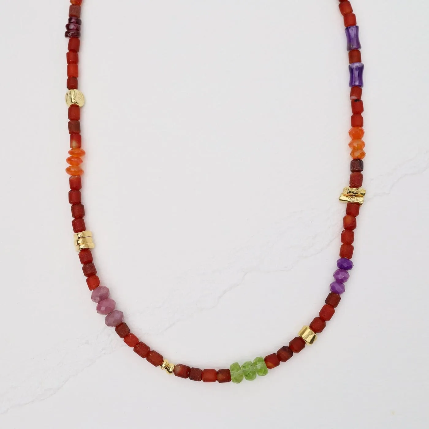 Carnelian Barrel Bead Necklace