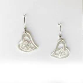 Carved Flower Heart Earrings