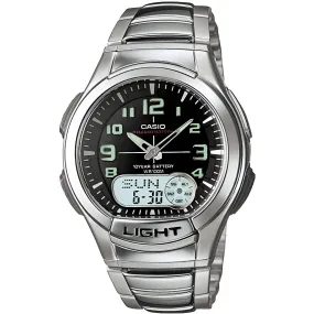 Casio Men's Watch - Databank Alarm Ana-Digi Dial Silver Steel Bracelet | AQ-180WD-1B