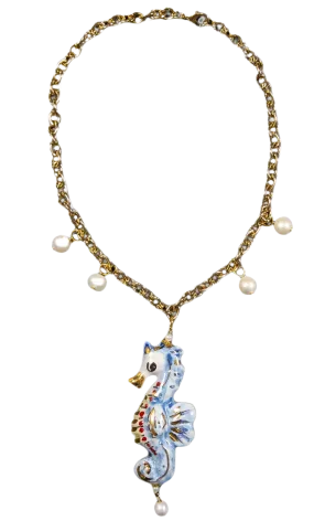 Cavalluccio Marino Ceramic Short Necklace by Cashfana