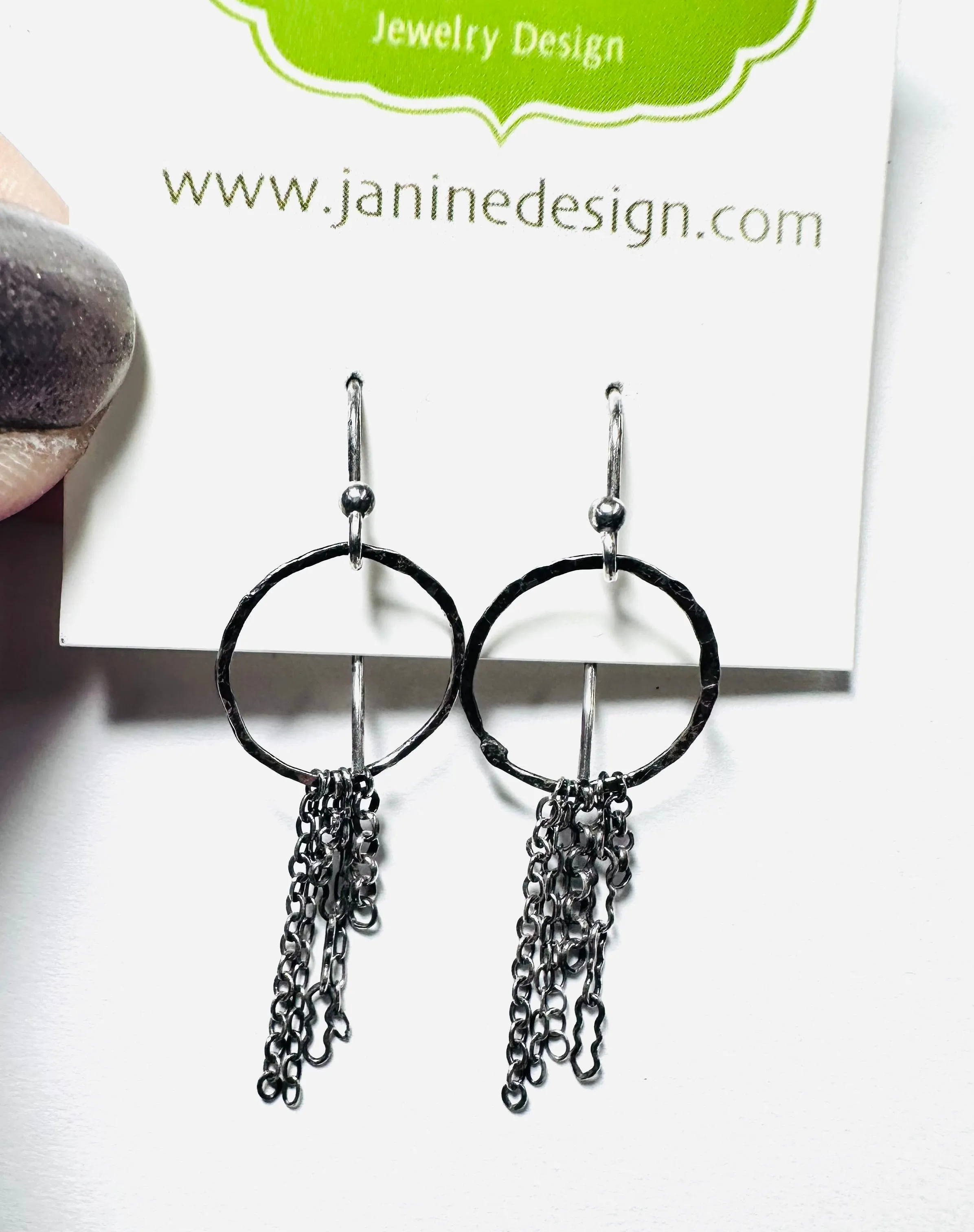 Chain Hoop Earrings, Silver Hoops