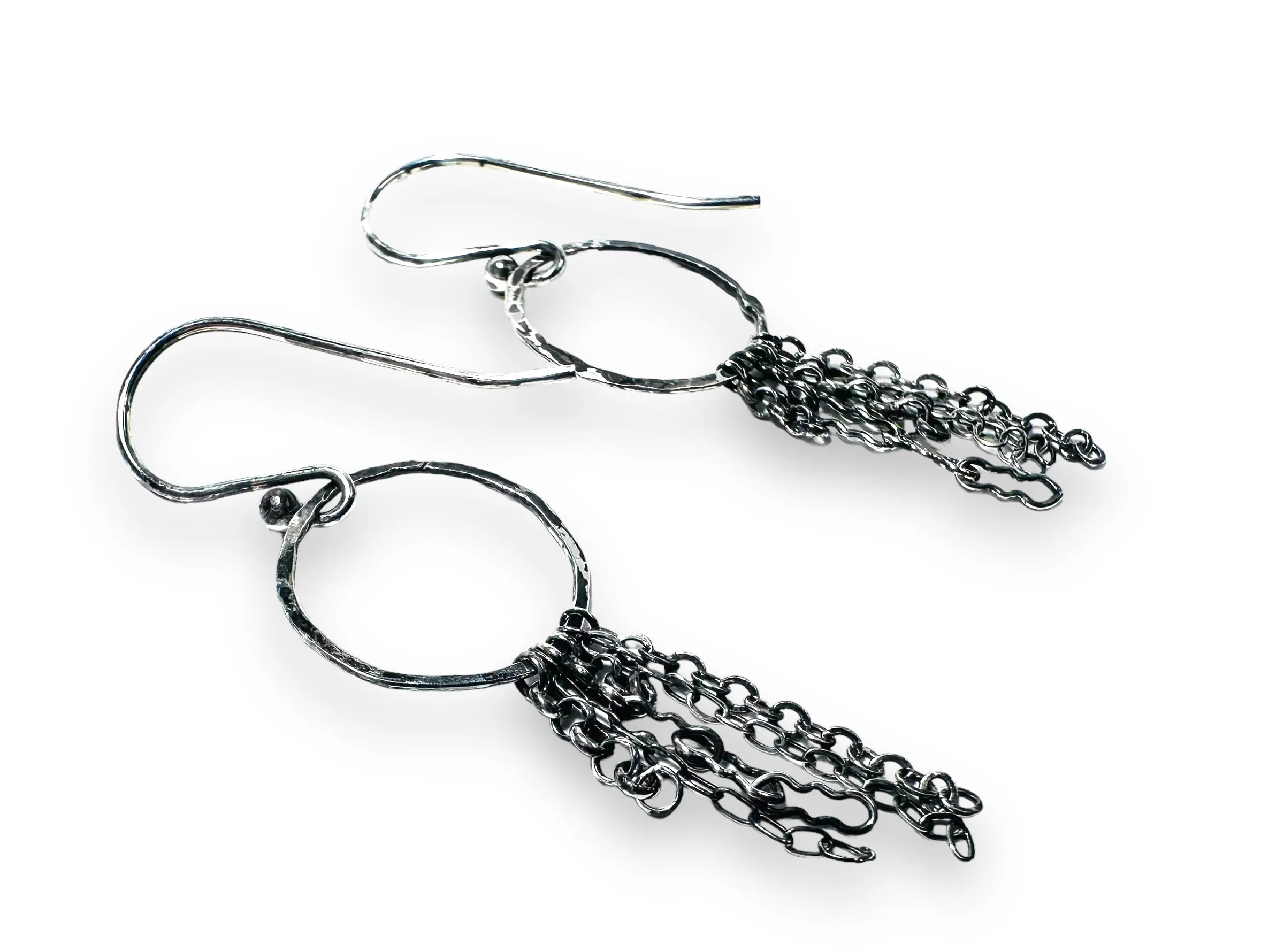 Chain Hoop Earrings, Silver Hoops