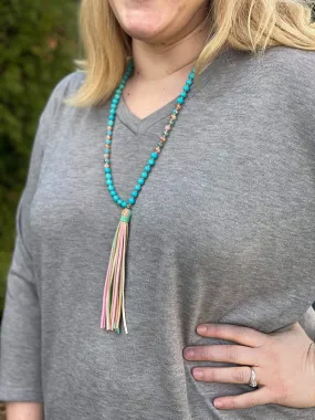 Chasing Waterfalls Turquoise Fringe Necklace