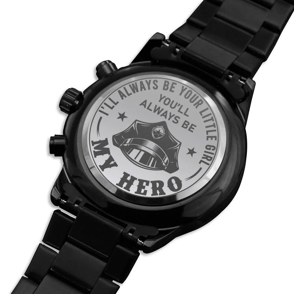 Chronograph Watch "Always Be My Hero" Engraving Fathers Day Gift For Father