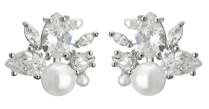 Ciara Pearl and Crystal Stud Earrings