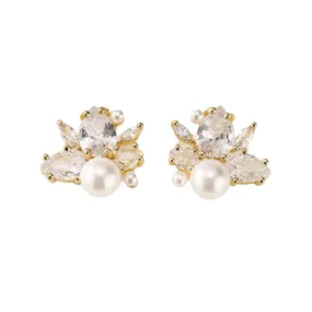 Ciara Pearl and Crystal Stud Earrings